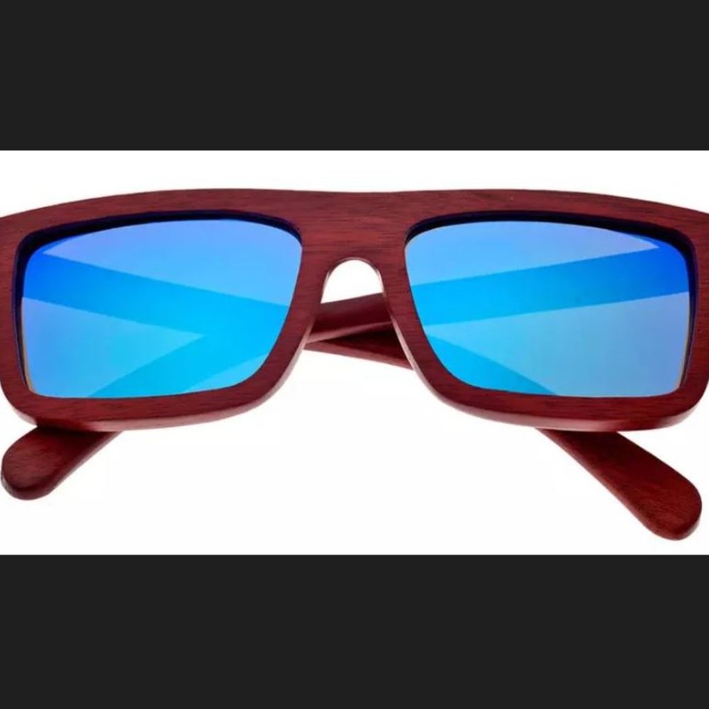 Earth Wood Hamoa Wooden Blue Lens Sunglasses - Men's Women's Unisex 100% UVA/UVB